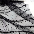 Knitted Dot Lace Black Mesh Flocking Fabric